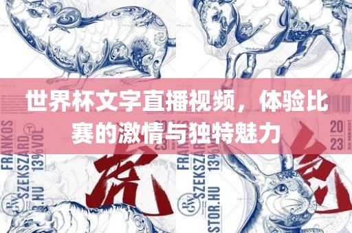 世界杯文字直播视频，体验比赛的激情与独特魅力眉山市正发家政服务有限公司