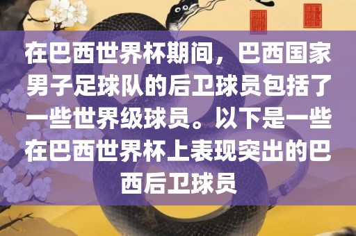 在巴西世界杯期间，巴西国家男子足球队的后卫球员包括了一些世界级球员。以下是一些在巴西世界杯上表现突出的巴西后卫球员