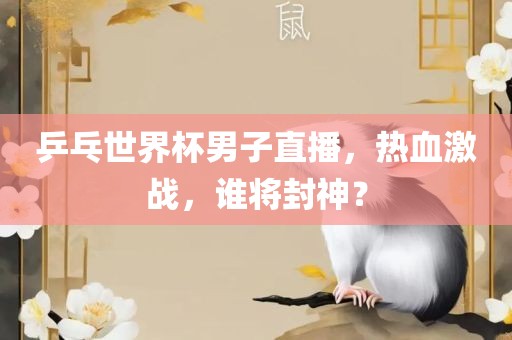 乒乓世界杯男子直播，热血激战，谁将封神？