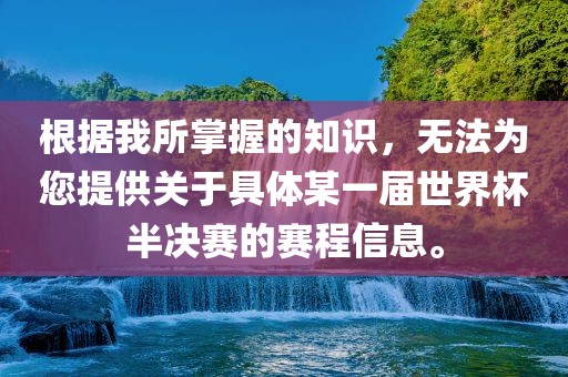 根据我所掌握的知识，无法为您提供关于具体某一届世界杯半决赛的赛程信息。