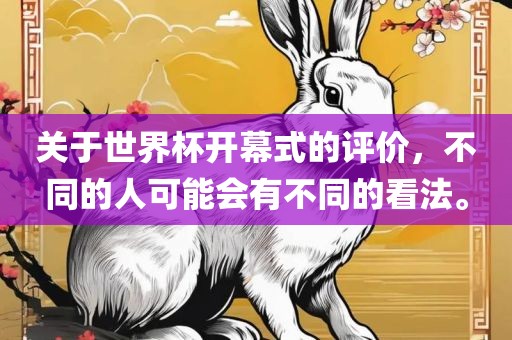 关于世界杯开幕式的评价，不同的人可能会有不同的看法。