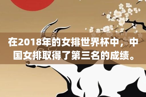 在2018年的女排世界杯中，中国女排取得了第三名的成绩。
