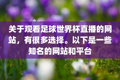 关于观看足球世界杯直播的网站，有很多选择。以下是一些知名的网站和平台