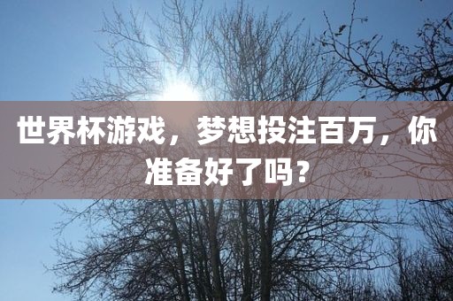 世界杯游戏，梦想投注百万，你准备好了吗？