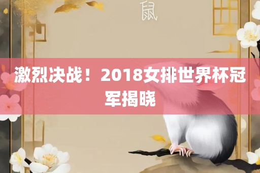 激烈决战！2018女排世界杯冠军揭晓
