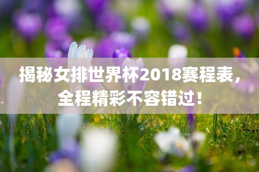 揭秘女排世界杯2018赛程表，全程精彩不容错过！