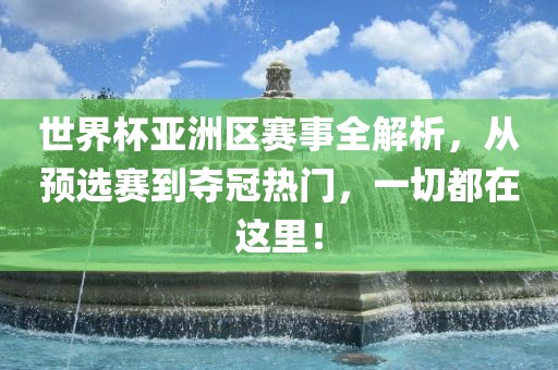 世界杯亚洲区赛事全解析，从预选赛到夺冠热门，一切都在这里！