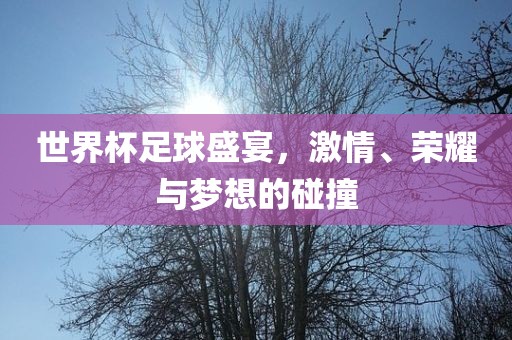 世界杯足球盛宴，激情、荣耀与梦想的碰撞