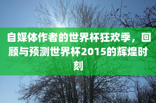 自媒体作者的世界杯狂欢季，回顾与预测世界杯2015的辉煌时刻