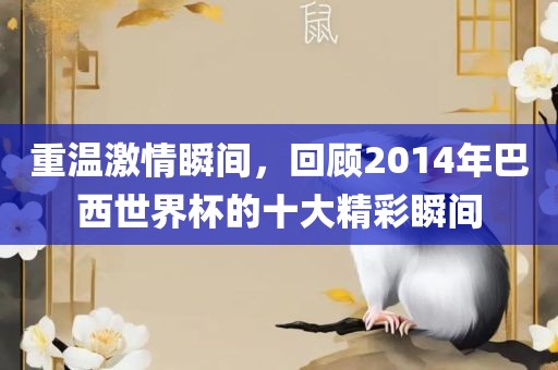 重温激情瞬间，回顾2014年巴西世界杯的十大精彩瞬间