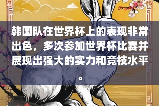 韩国队在世界杯上的表现非常出色，多次参加世界杯比赛并展现出强大的实力和竞技水平。