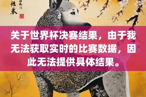 关于世界杯决赛结果，由于我无法获取实时的比赛数据，因此无法提供具体结眉山市正发家政服务有限公司果。