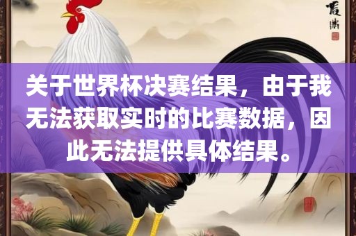 关于世界杯决赛结果，由于我无法获取实时的比赛数据，因此无法提供具体结果。眉山市正发家政服务有限公司