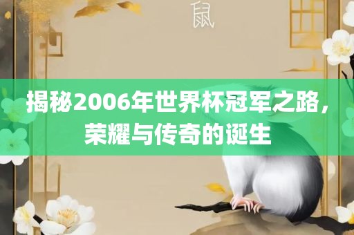 揭秘2006年世界杯冠军之路，荣耀与传奇的诞生