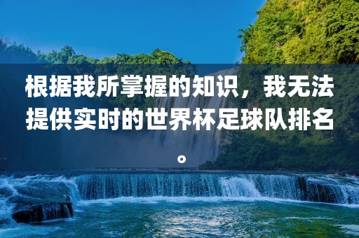 根据我所掌握的知识，我无法提供实时的世界杯足球队排名。