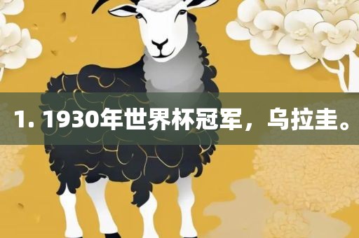 1. 1930年世界杯冠军，乌拉圭。