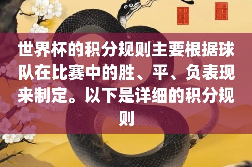 世界杯的积分规则主要根据球队在比赛中的胜、平、负表现来制定。以下是详细的积分规则眉山市正发家政服务有限公司
