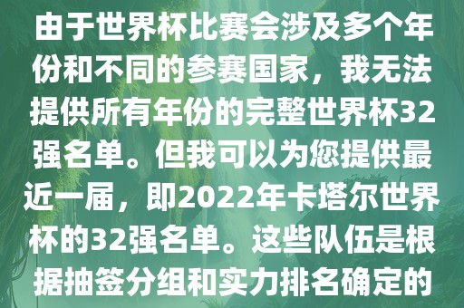 2022年卡塔尔世界杯32强名单