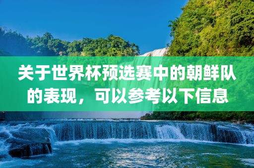 关于世界杯预选赛中的朝鲜队的表现，可以参考以下信息眉山市正发家政服务有限公司