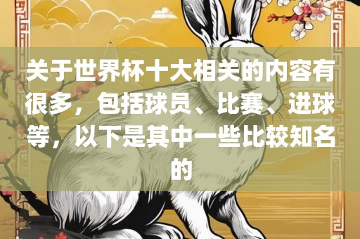 关于世界杯十大相关的内容有很多，包括球员、比赛、进球等，以下是其中一些比较知名的