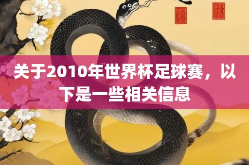 关于2010年世界杯足球赛，以下是一些相关信息