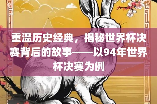 重温历史经典，揭秘世界杯决赛背后的故事——以94年世界杯决赛为例眉山市正发家政服务有限公司