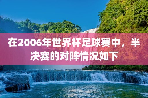 在2006年世界杯足球赛中，半决赛的对阵情况如下眉山市正发家政服务有限公司