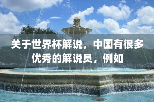 关于世界杯解说，中国有很多优秀的解说员，例如眉山市正发家政服务有限公司