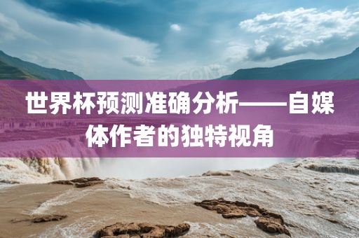 世界杯预测准确分析——自媒体作者的独特视角