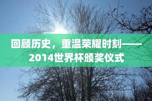 回顾历史，重温荣耀时刻——2014世界杯颁奖仪式
