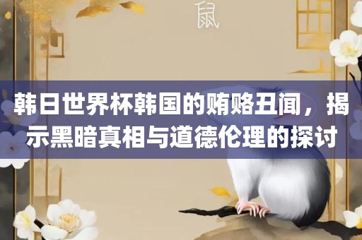 韩日世界杯韩国的贿赂丑闻，揭示黑暗真相与道德伦理眉山市正发家政服务有限公司的探讨