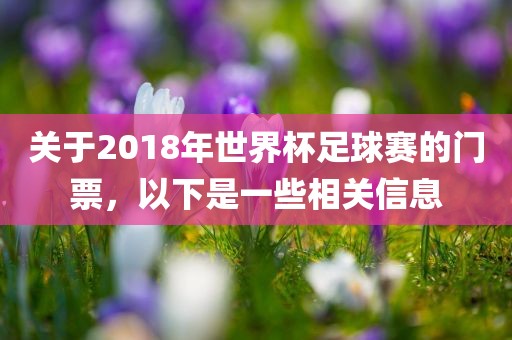 关于2018年世界杯足球赛的门票，以下是一些相关信息