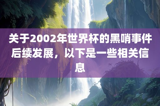关于2002年世界杯的黑哨事件后续发展，以下是一些相关信息眉山市正发家政服务有限公司