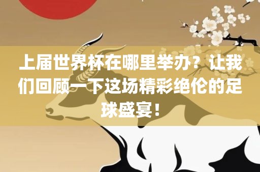 上届世界杯在哪里举办？让我们回顾一下这场精彩绝伦的足球盛宴！眉山市正发家政服务有限公司