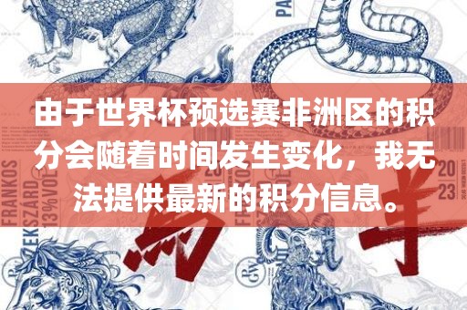 由于世界杯预选赛非洲区的积分会随着时间发生变化，我无法提供最新的积分信息。