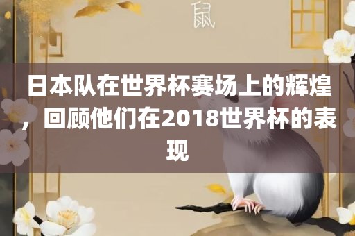 日本队在世界杯赛场上的辉煌，回顾他们在2018世界杯的表现