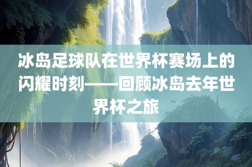 冰岛足球队在世界杯赛场上的闪耀时刻——回顾冰岛去年世界杯之旅眉山市正发家政服务有限公司